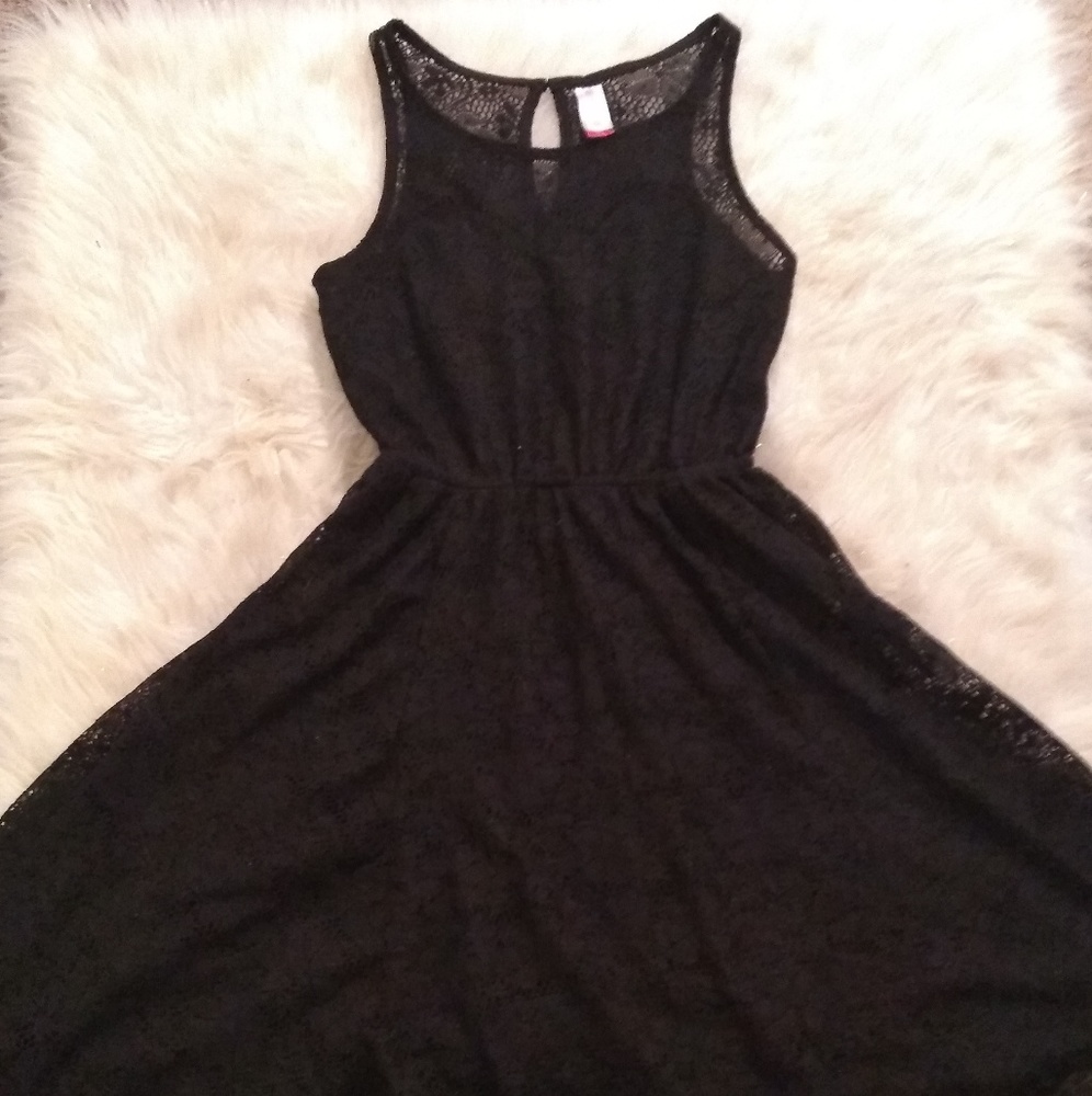 Black floral lace dress